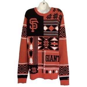 NEW MLB San Francisco Giants Ugly Crew Neck Sweater L Orange Christmas Klew
